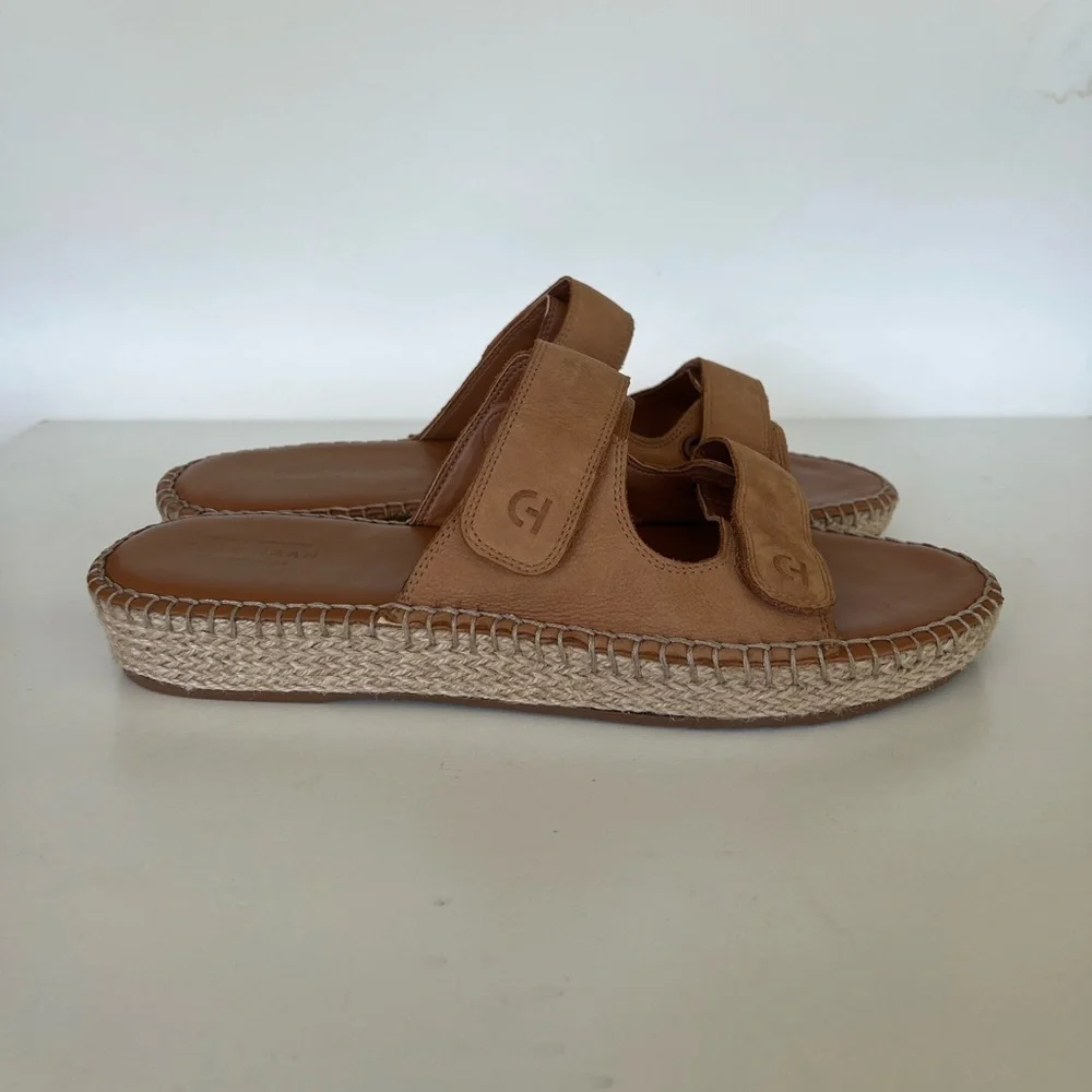 Cole Haan Leather Cloudfeel Espadrille Slide Sandals in Pecan Tan, 11B - Picture 4 of 13
